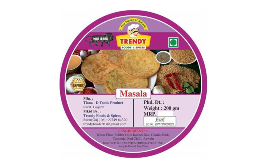 Trendy Foods & Spices Masala Khakhra    Pack  200 grams